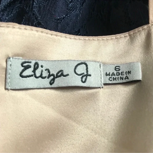 NWOT Eliza J Navy Lace Dress with Pleated Skirt Size 6 - Picture 5 of 8